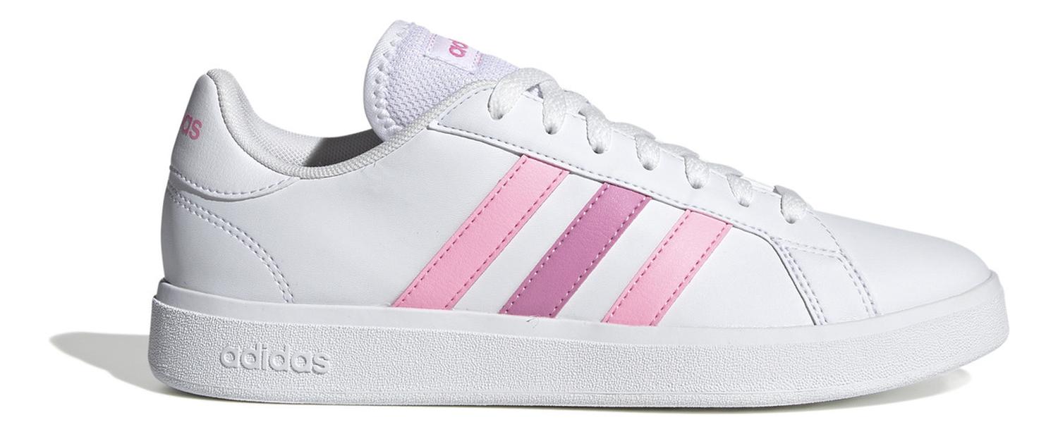 Tenis Mujer adidas Grand Court Blanco Rosa Casual Original Sneaker