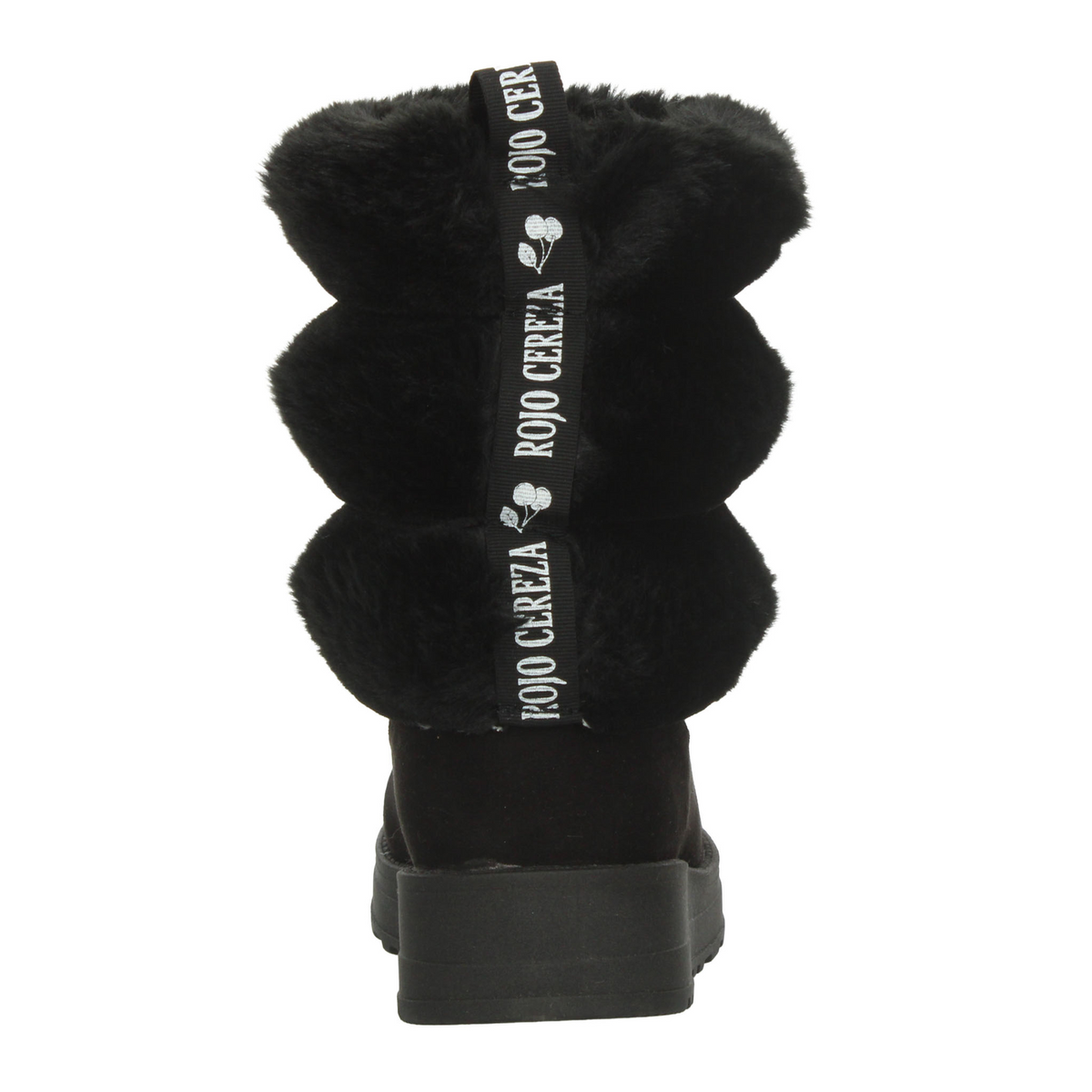 Bota Rojo Cereza Dama Negro Invierno Casual Peluche Mujer, foto 7 de 10