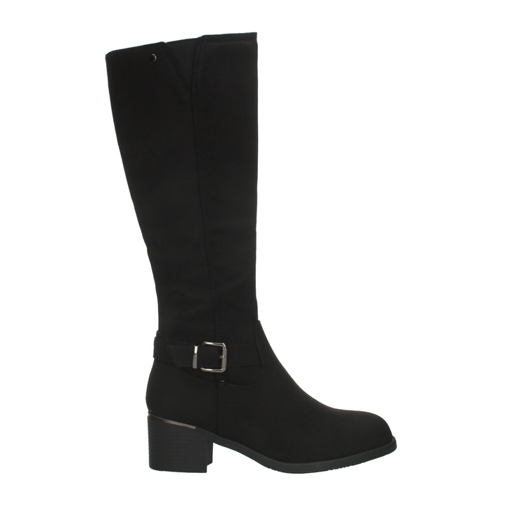 Bota Perugia Dama Negro Casual Larga Tacón Cierre Mujer