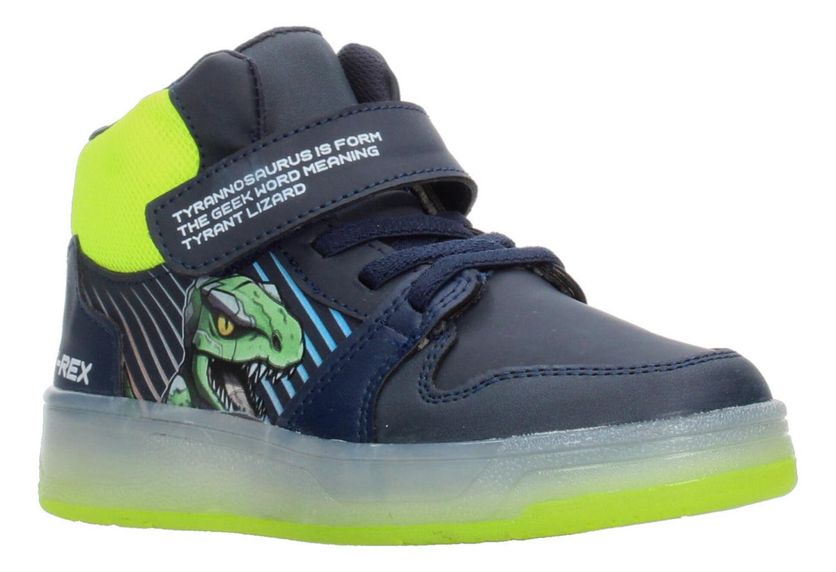 Tenis Niño Vavito T-rex Azul Marino Verde Fosforescente Tipo Bota Original Cinta Agujetas Ajustables, foto 2 de 10