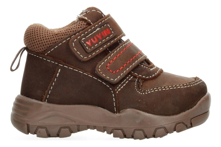 Bota Yuyin Cafe Con Ajuste De Velcro Doble Para Niño
