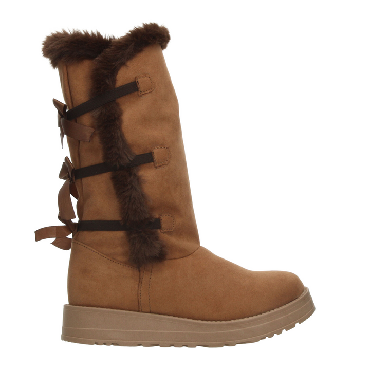 Bota Rojo Cereza Dama Café Invierno Larga Peluche Casual Mujer