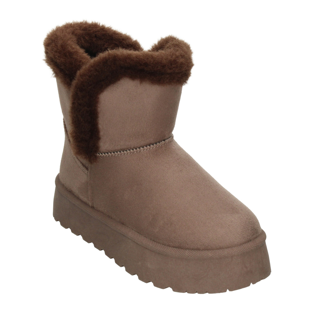 Botín Perugia Dama Café Invierno Peluche Plataforma Casual Mujer, foto 4 de 10