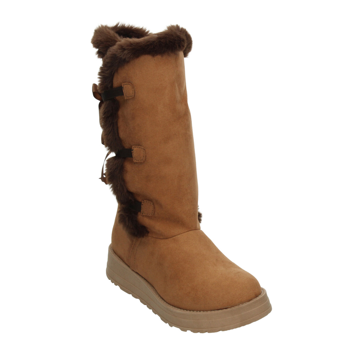Bota Rojo Cereza Dama Café Invierno Larga Peluche Casual Mujer, foto 4 de 10
