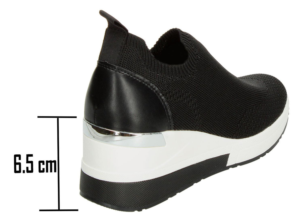 Tenis Mujer Berlin Con Plataforma Platform Color Negro Con Blanco Cómodo Casual, foto 3 de 10