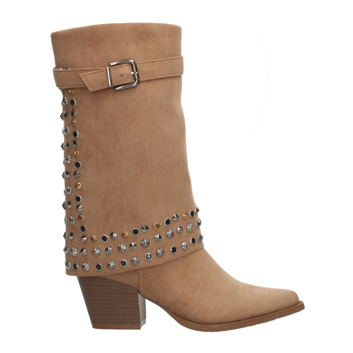 Bota Perugia Dama Beige Casual Pedreria Vaquera Mujer