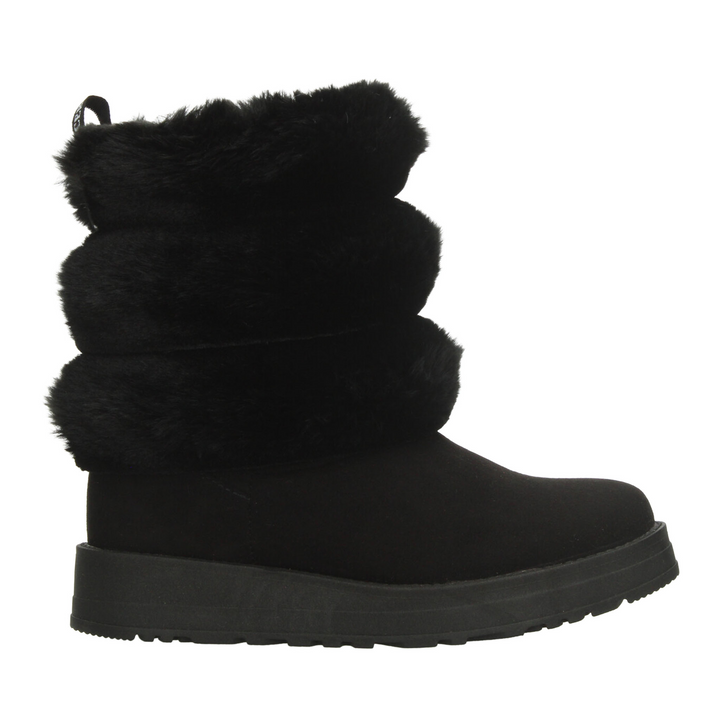 Bota Rojo Cereza Dama Negro Invierno Casual Peluche Mujer
