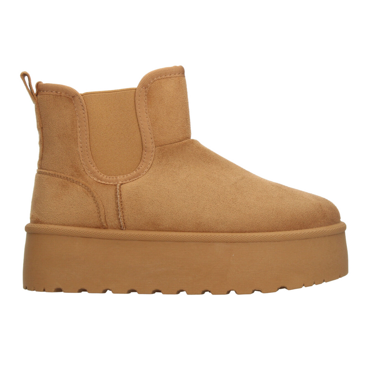 Botín Berlin Dama Camel Casual Plataforma Peluche Mujer