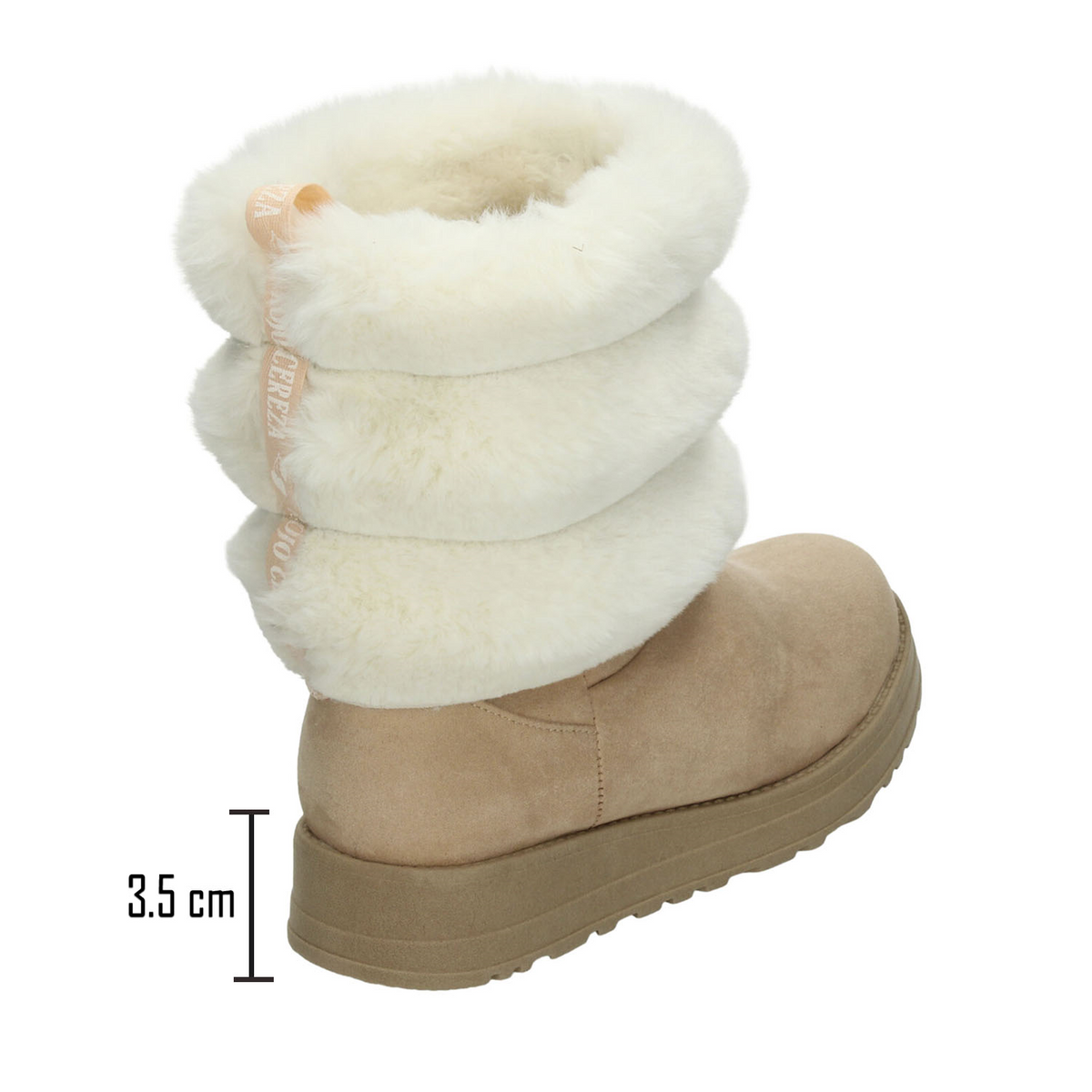 Bota Rojo Cereza Dama Beige Invierno Casual Peluche Mujer, foto 3 de 10