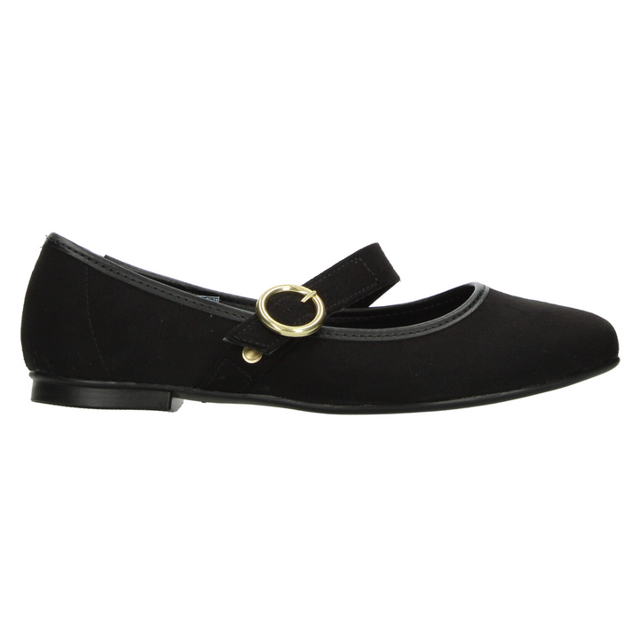 Flats Moleca Dama Negro Casual Mary Jane Hebilla Mujer