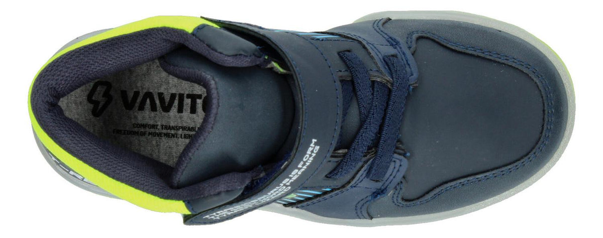 Tenis Niño Vavito T-rex Azul Marino Verde Fosforescente Tipo Bota Original Cinta Agujetas Ajustables, foto 8 de 10