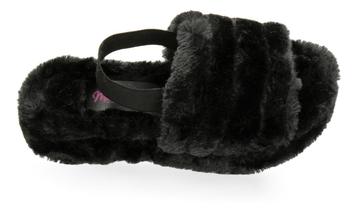 Sandalia Pantufla De Peluche Negro Para Mujer [mla388], foto 10 de 11