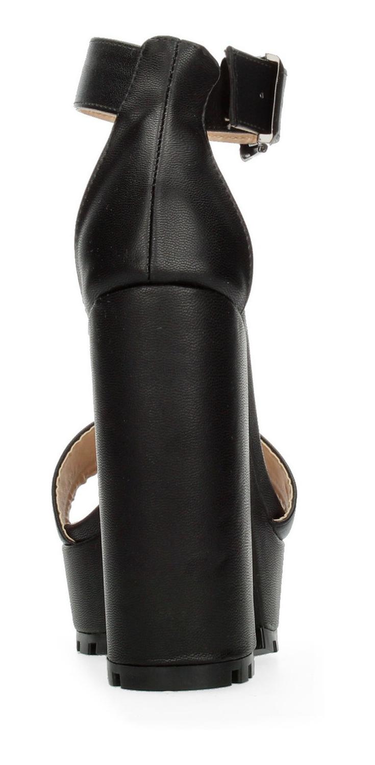 Sandalias Tacon Plataforma Chunky Negro Para Mujer [rve16], foto 7 de 10