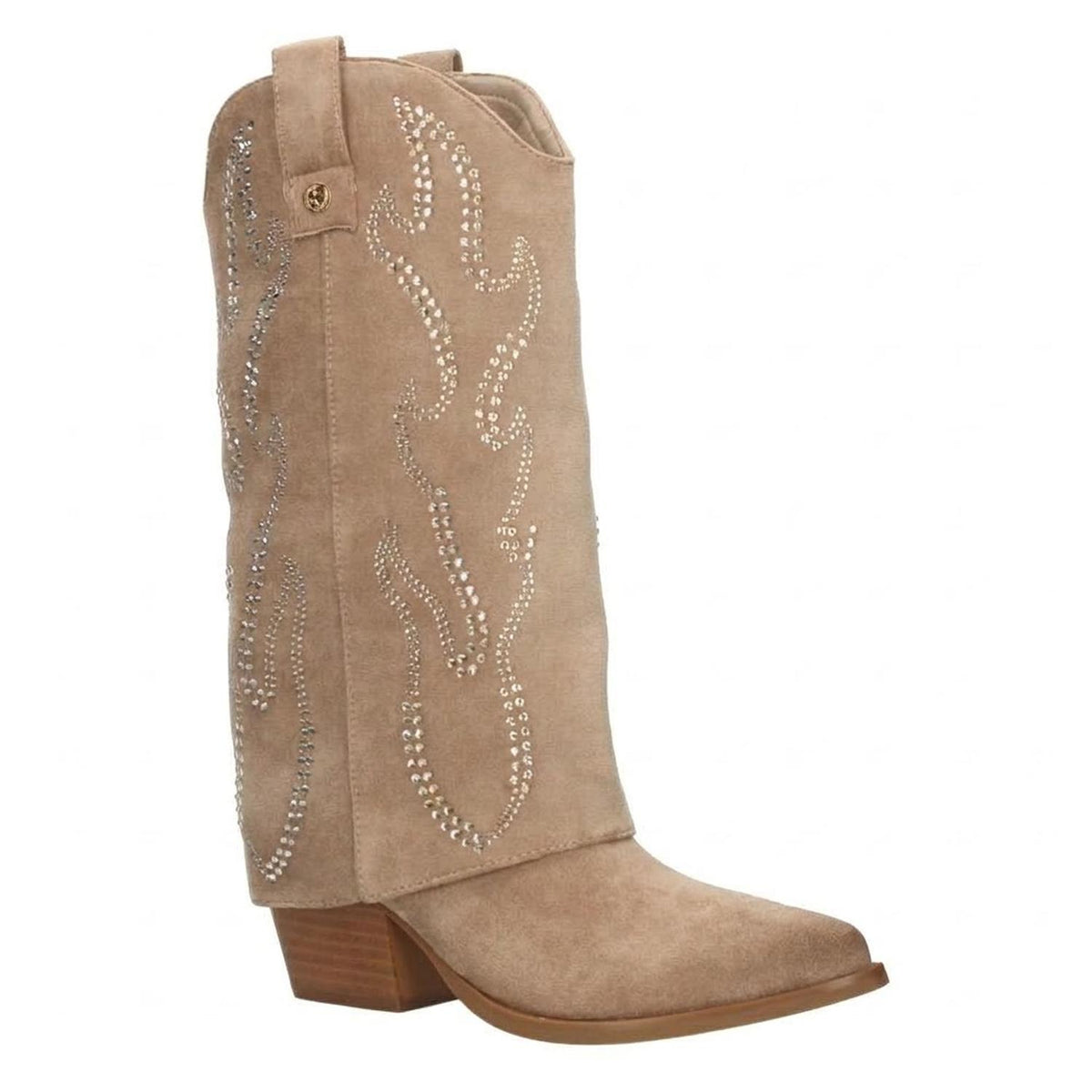Bota Xti Dama Beige Vaquera Casual Pedrería Tacón Mujer, foto 2 de 10