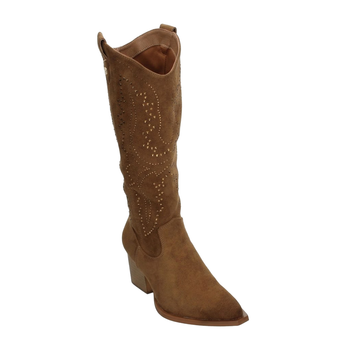 Bota Xti Dama Café Vaquera Casual Pedrería Larga Mujer, foto 4 de 10