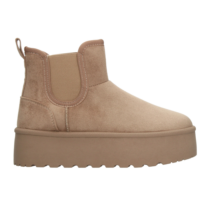 Botín Berlin Dama Café Casual Plataforma Peluche Mujer