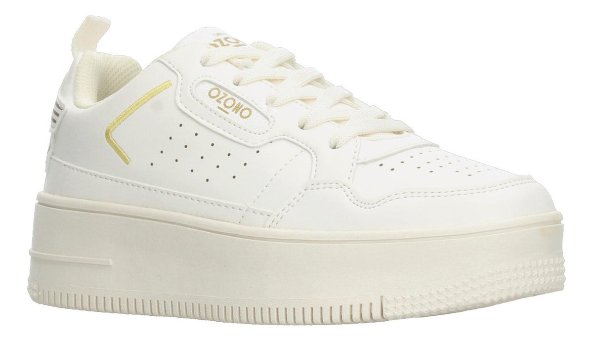 Tenis Blanco Dama Ozono Plataforma 4 Cm Casual Original Streetwear Cintas Ajustables Para Mujer, foto 2 de 10