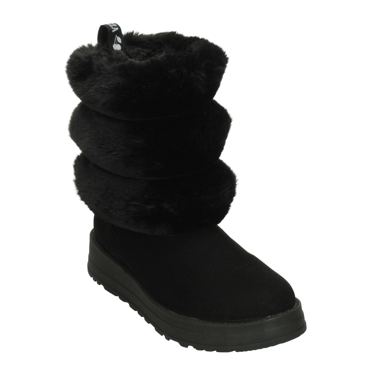 Bota Rojo Cereza Dama Negro Invierno Casual Peluche Mujer, foto 4 de 10