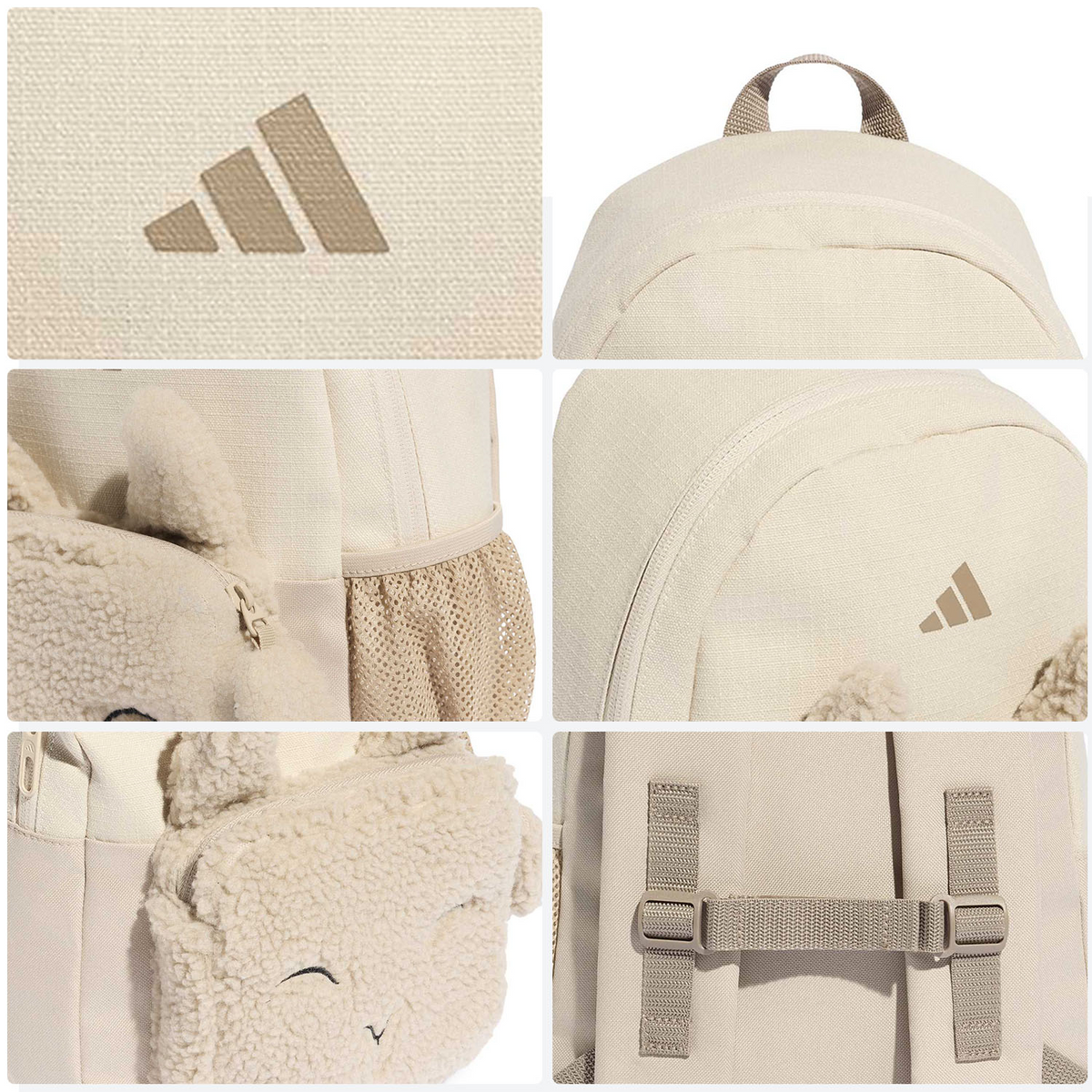 Mochila Adidas Fleece Niña Beige Escolar Acolchada Infantil 12L, foto 8 de 10