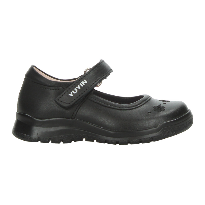 Zapato Yuyin Niña Negro Escolar Cinta Adhesiva Infantil T15-18