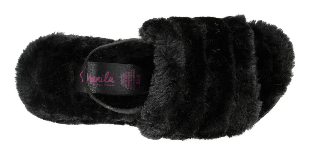 Sandalia Pantufla De Peluche Negro Para Mujer [mla388], foto 8 de 11