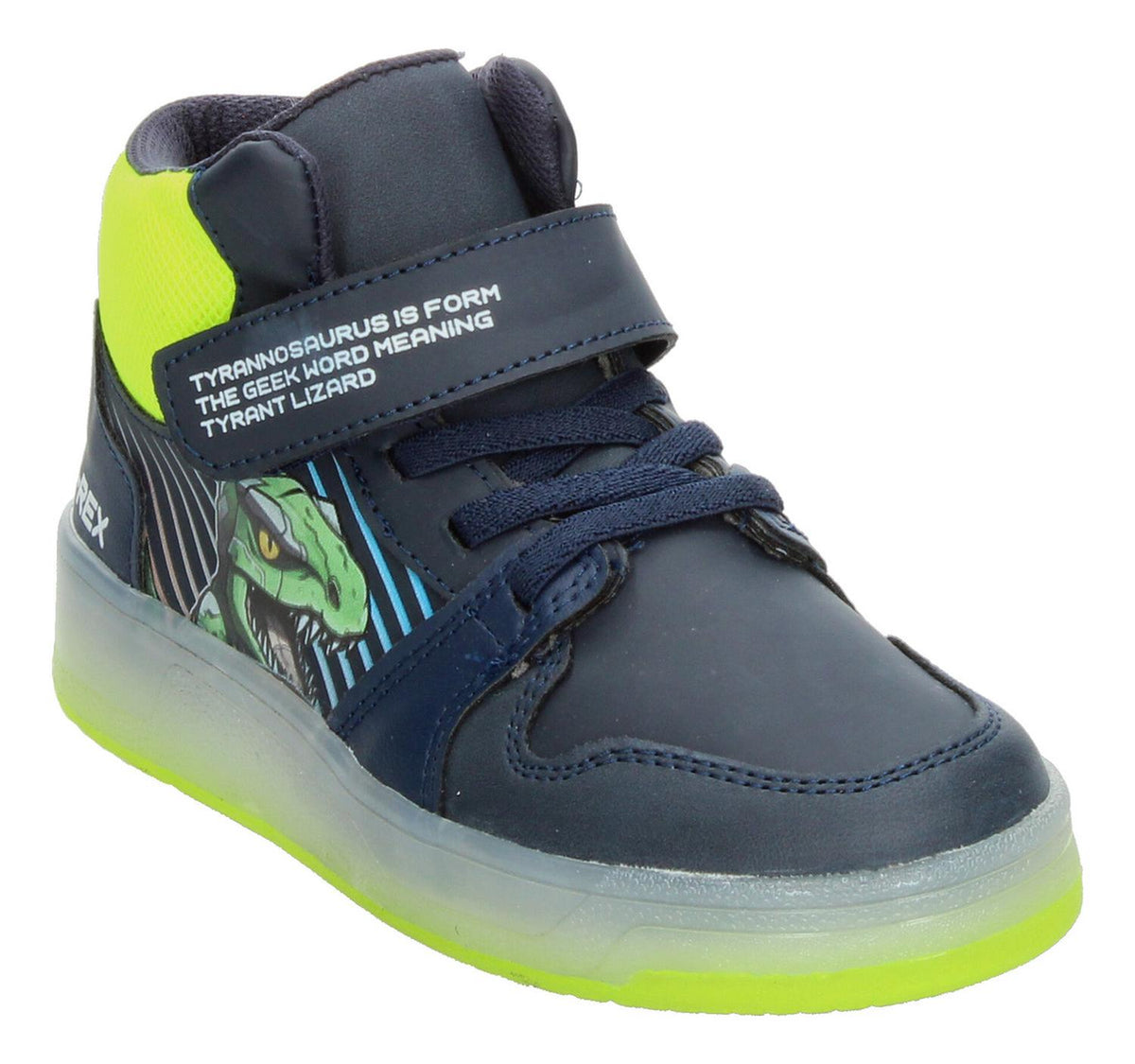 Tenis Niño Vavito T-rex Azul Marino Verde Fosforescente Tipo Bota Original Cinta Agujetas Ajustables, foto 4 de 10