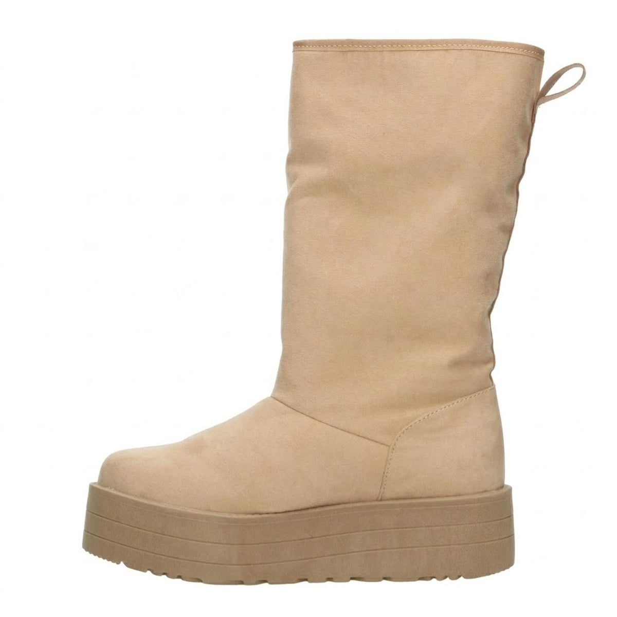 Bota Rojo Cereza Dama Beige Invierno Larga Peluche Casual Mujer, foto 5 de 10