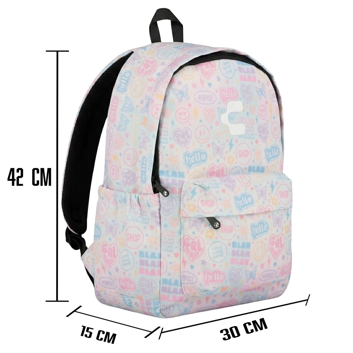 Mochila Charly Pastel Pop Niña Blanco Escolar Lonchera Infantil, foto 5 de 10