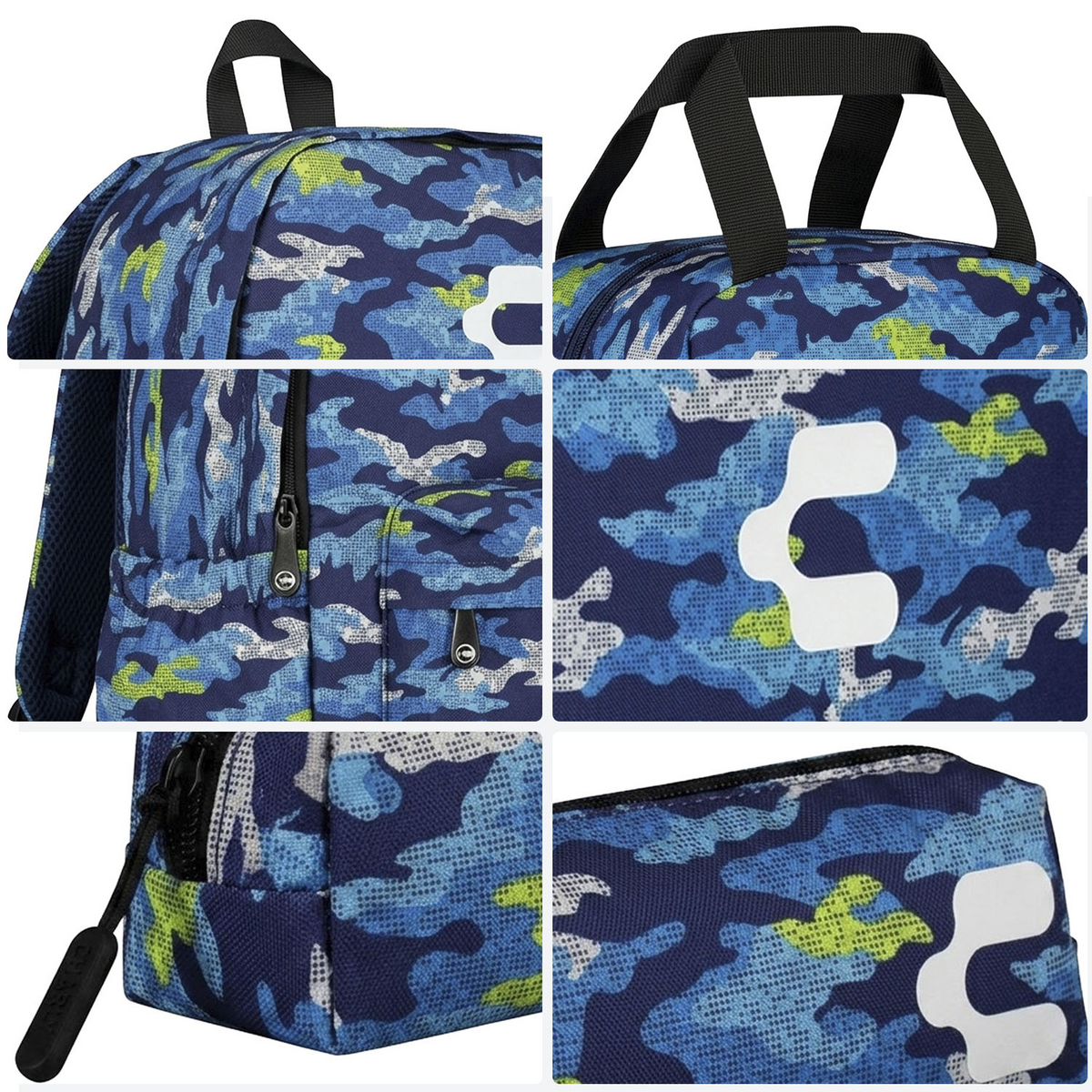 Set de Mochila Charly Camuflaje Niño Azul Escolar Lonchera Infantil, foto 8 de 10