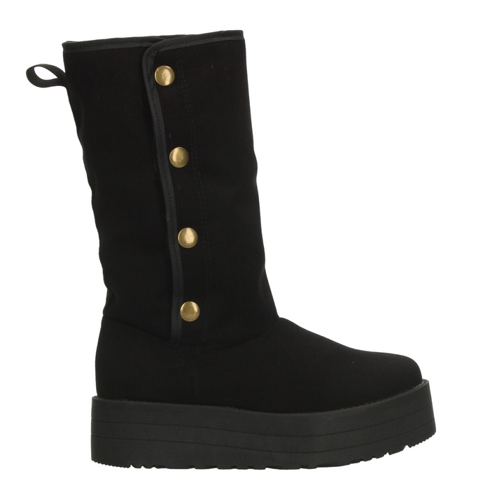 Bota Rojo Cereza Dama Negro Invierno Plataforma Casual Mujer