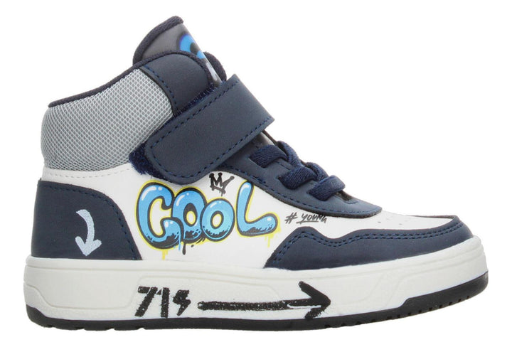 Tenis Niño Toddler Vavito Grafiti Azul Marino Mid Cut Tipo Bota Casual Cintas Velcro Ajustable