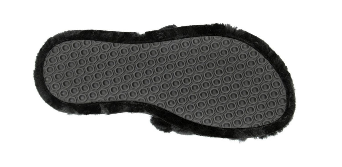 Sandalia Pantufla De Peluche Negro Para Mujer [mla388], foto 5 de 11