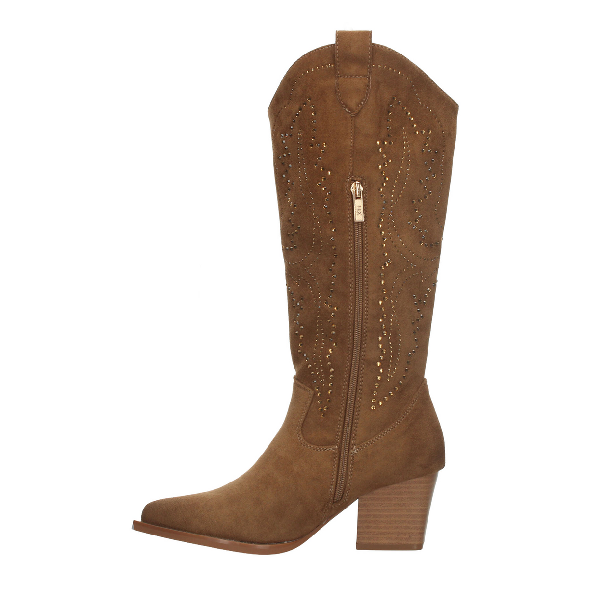 Bota Xti Dama Café Vaquera Casual Pedrería Larga Mujer, foto 5 de 10