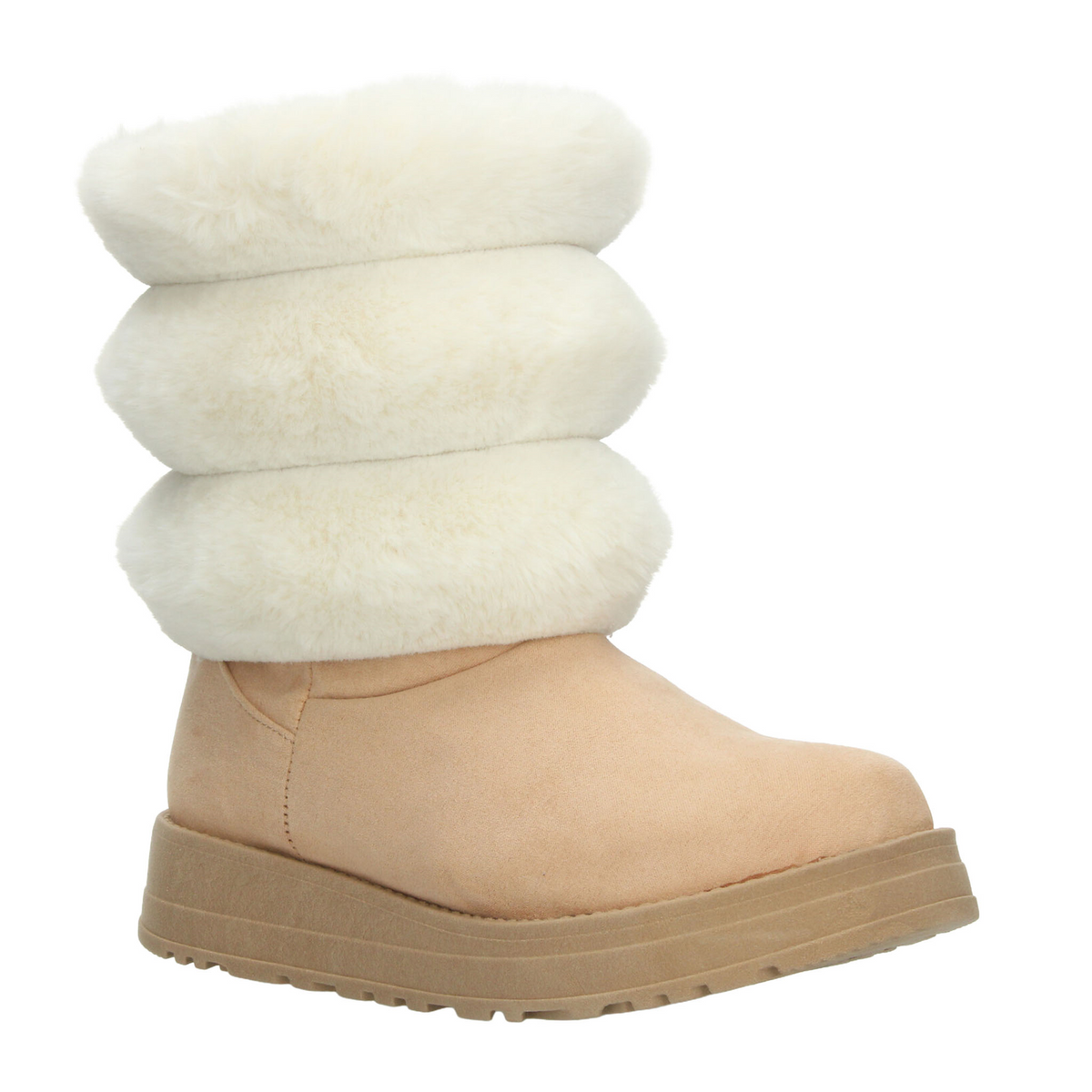 Bota Rojo Cereza Dama Beige Invierno Casual Peluche Mujer, foto 2 de 10