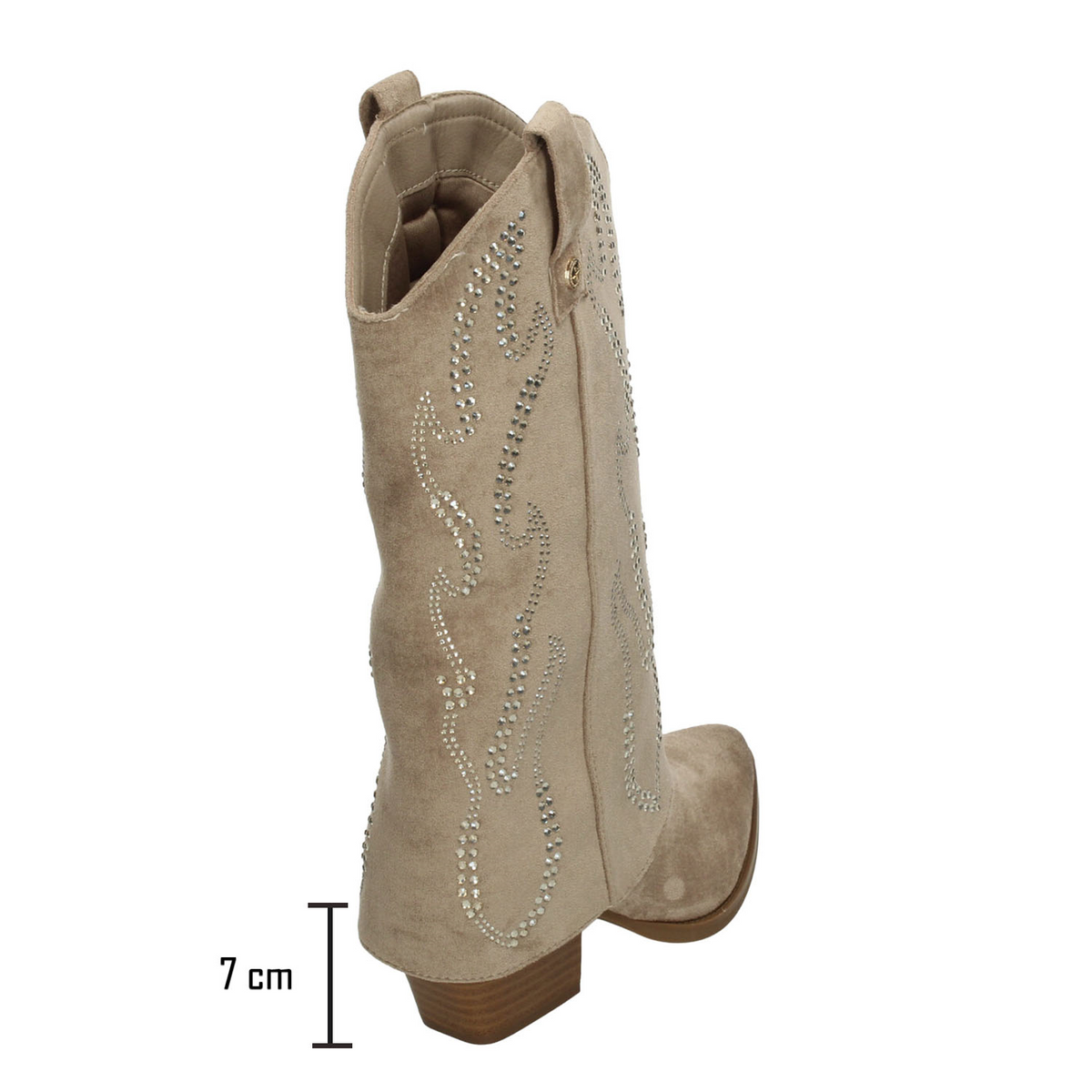 Bota Xti Dama Beige Vaquera Casual Pedrería Tacón Mujer, foto 3 de 10
