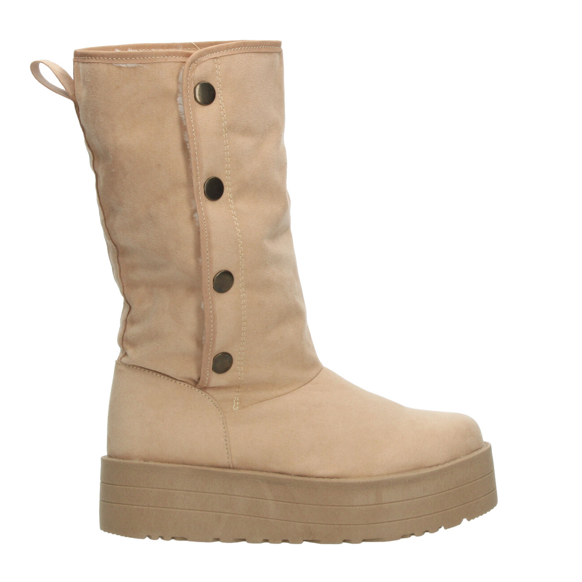 Bota Rojo Cereza Dama Beige Invierno Larga Peluche Casual Mujer, foto 10 de 10