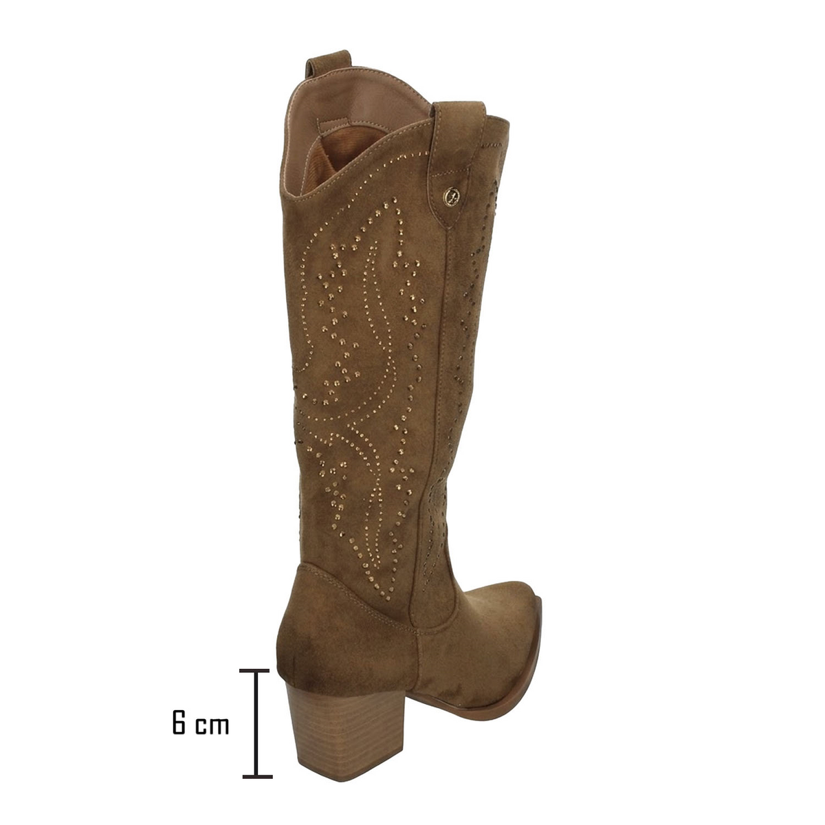Bota Xti Dama Café Vaquera Casual Pedrería Larga Mujer, foto 3 de 10