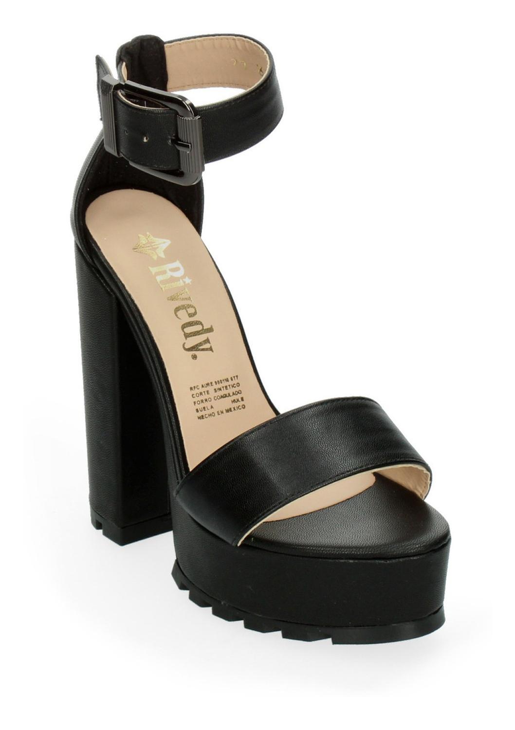 Sandalias Tacon Plataforma Chunky Negro Para Mujer [rve16], foto 5 de 10