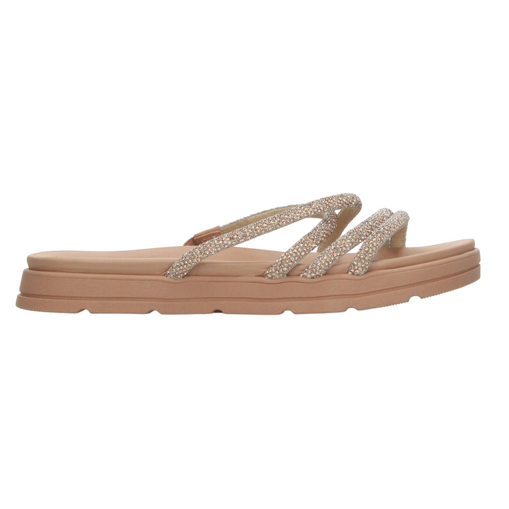 Sandalias Moleca Dama Dorado Casual Para Mujer