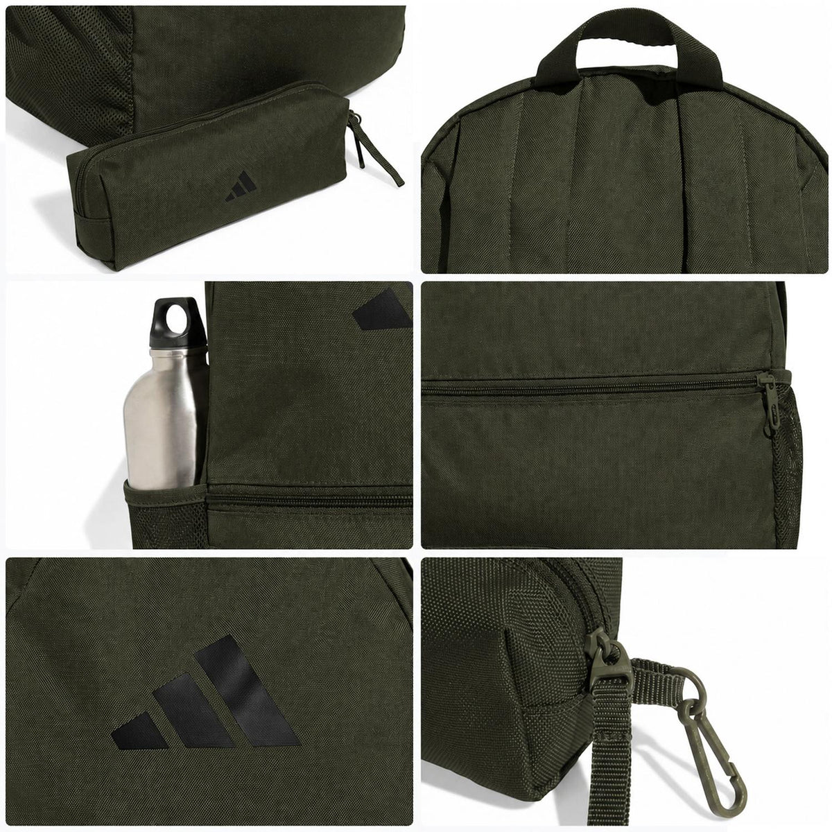 Mochila Adidas Classic 23 Olivo Escolar Con Lapicera Unisex 23L, foto 7 de 10