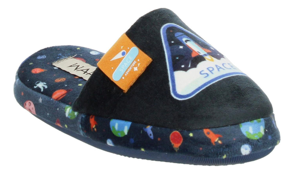 Pantuflas Wafiq Azul Marino Niño Afelpada Comoda Espacial, foto 6 de 10
