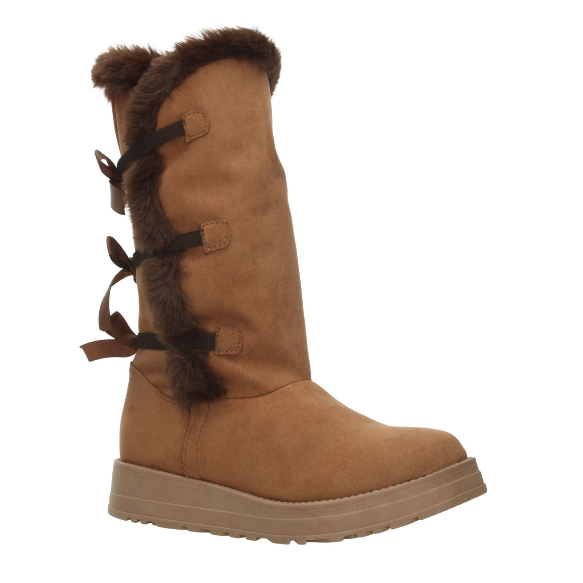 Bota Rojo Cereza Dama Café Invierno Larga Peluche Casual Mujer, foto 2 de 10