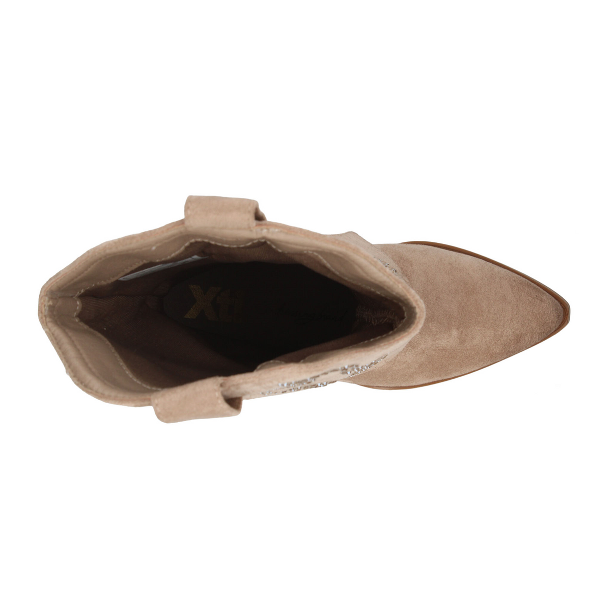 Bota Xti Dama Beige Vaquera Casual Pedrería Tacón Mujer, foto 8 de 10