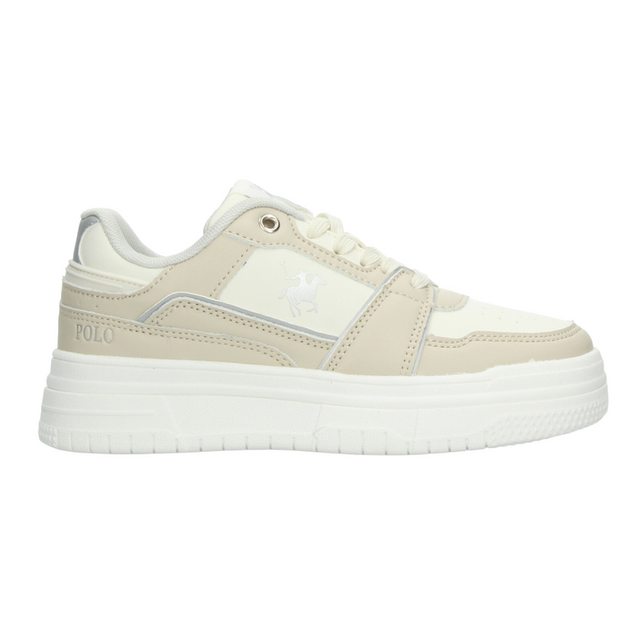 Tenis Polo Latte Dama Casual Plataforma Cintas Mujer