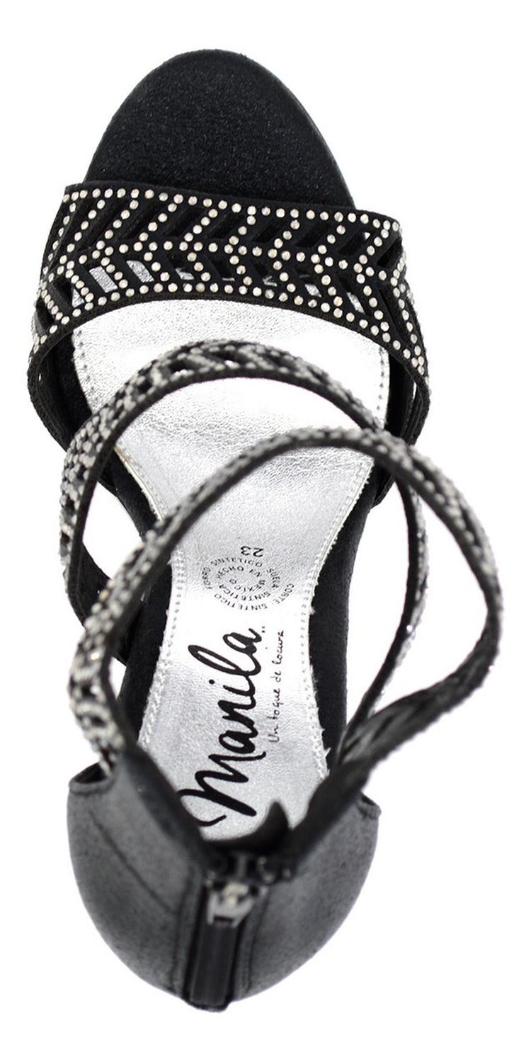 Sandalias De Fiesta Manila Para Mujer B-899 Negro [mla258], foto 5 de 6