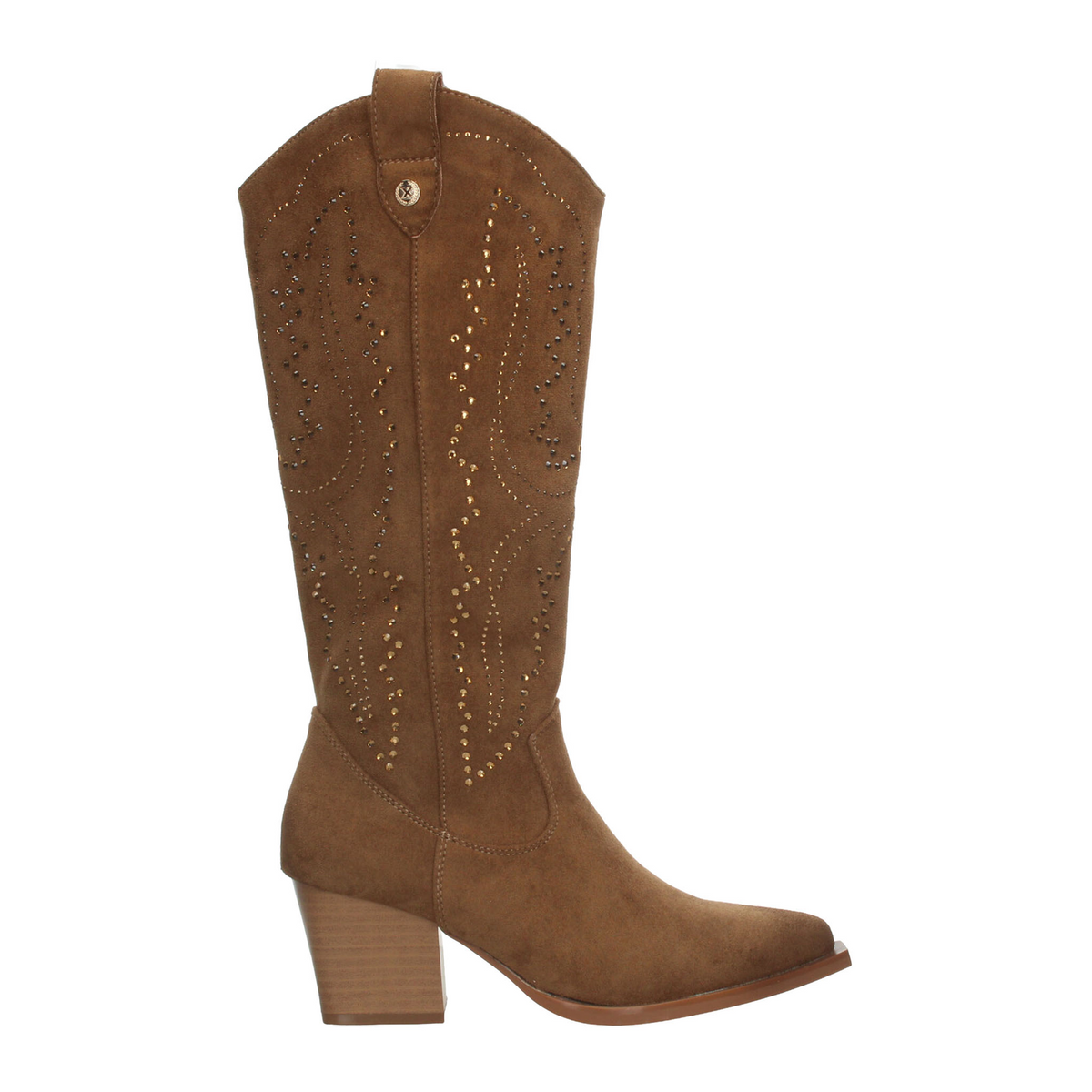 Bota Xti Dama Café Vaquera Casual Pedrería Larga Mujer, foto 1 de 10