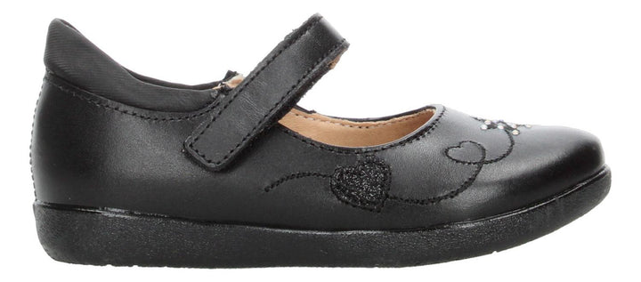 Zapato Escolar Yuyin Negro Velcro Para Niña T15-18