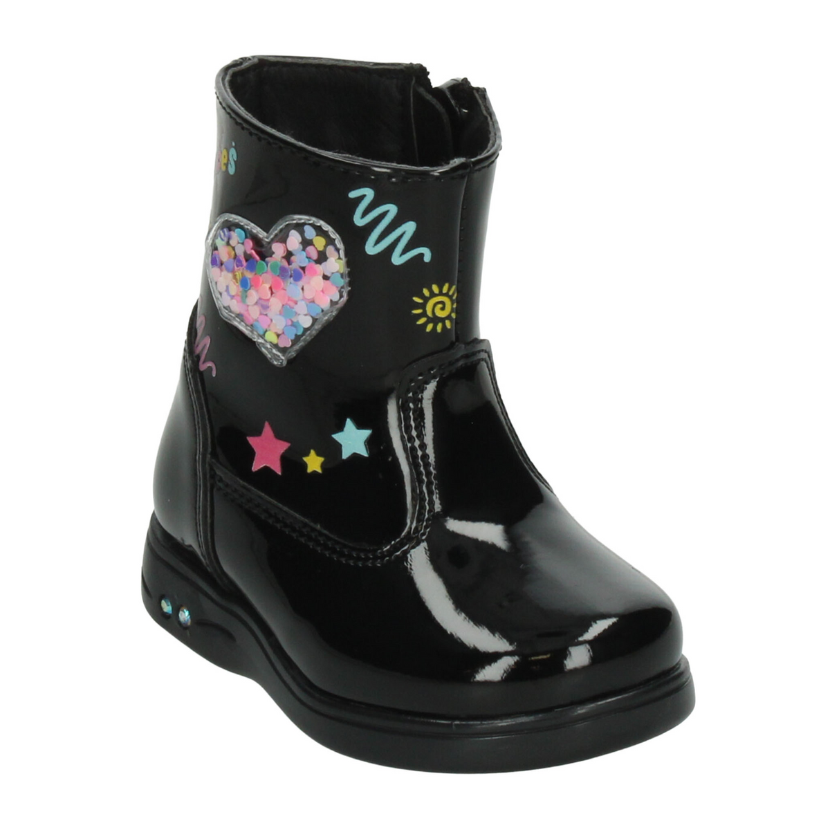 Bota Yuyin Niña Negro Casual Cierre Charol Infantil T15-18, foto 4 de 10