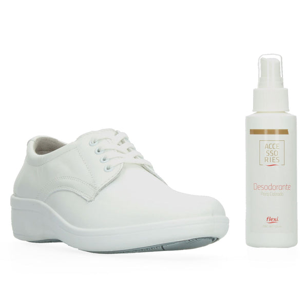 Kit Zapato Clínico para Mujer con Desodorante [FFF3568] FLEXI 23 Blanco 